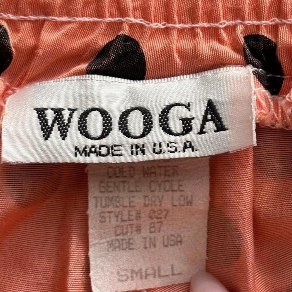 Polka Dot Wooga Shorts and Top Set w/ Sleeve Belted Pockets 90s S Peach Vintage - Picture 8 of 9